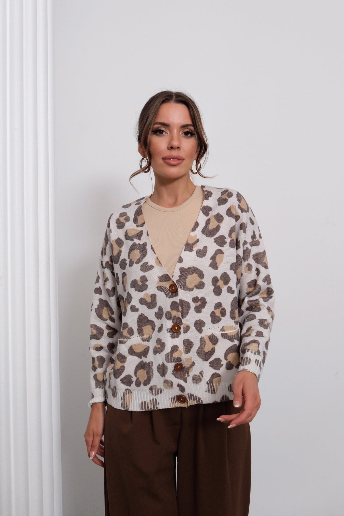 HatunAtila Leopar Desenli Triko Hırka 50341-2