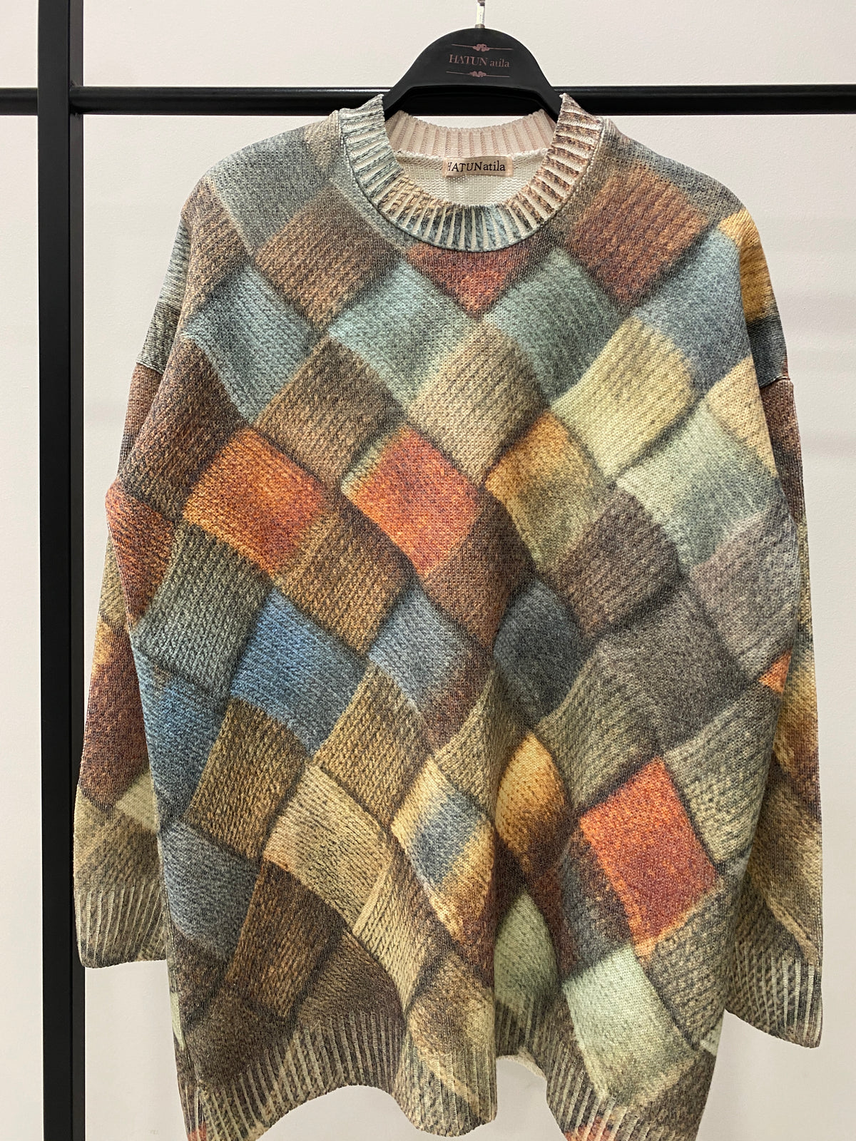 HatunAtila Desenli Bisiklet Yaka Uzun Kazak - 4769-52