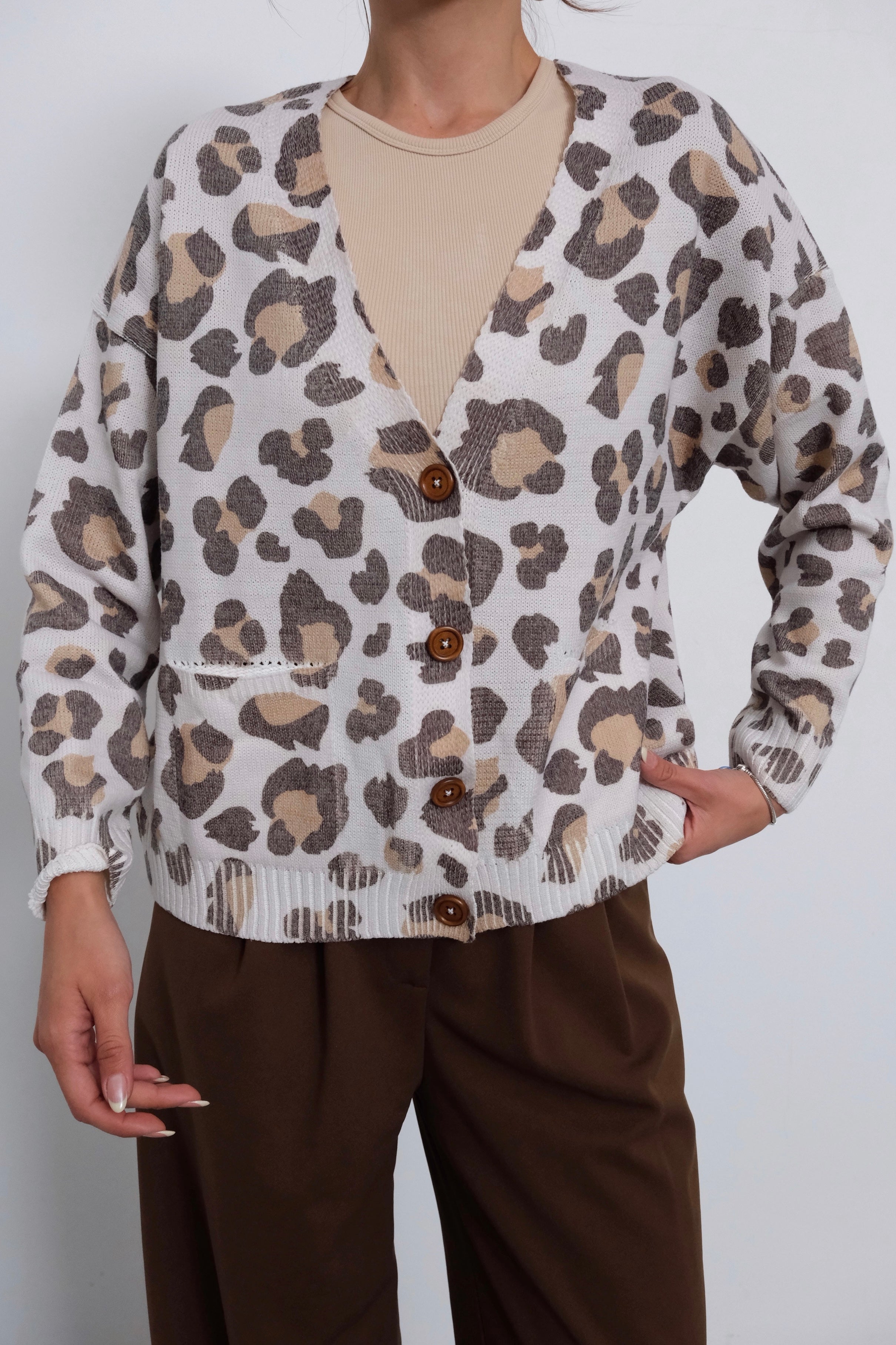HatunAtila Leopar Desenli Triko Hırka 50341-2