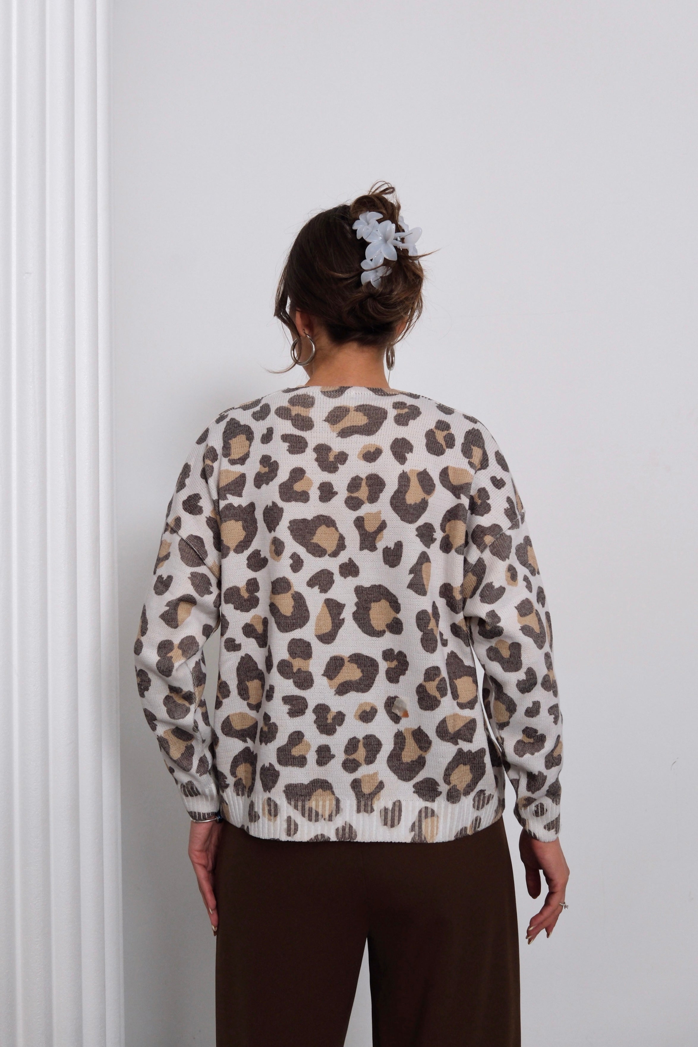 HatunAtila Leopar Desenli Triko Hırka 50341-2