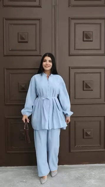 Hatun Atila Modal Kumaş Yazlık İkili Takım 8011 Buz Mavi